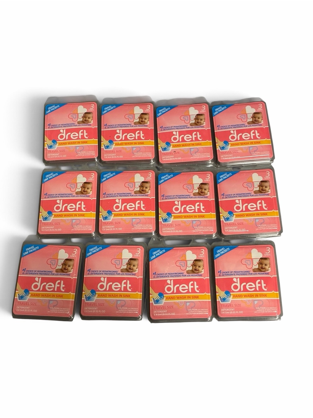 Dreft Baby Travel Detergent Sink Packets Lot of 12 Packs 36 Total Uses Hand Wash